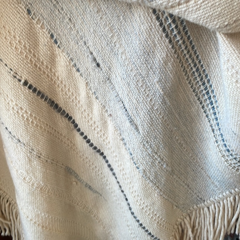 Fringed Heavy Knit Wool Poncho - Picture 5 of 6